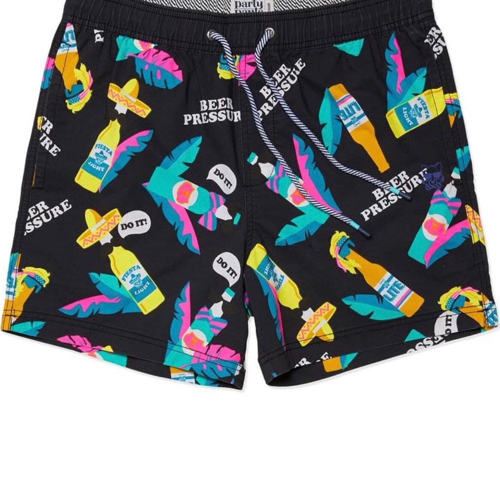 Party Pants Medium Men's Black Printed Shorts